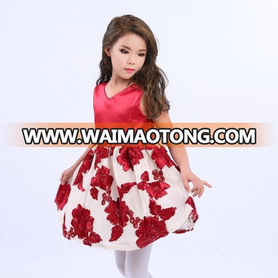 Wholesale Waimaotong New Design Kids Chiffon Printed V-Neck Girls Dress