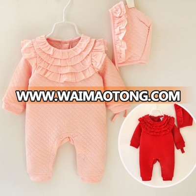 China Wholesale Thick Rompers Quilted Newborn Baby Clothes Sets Girls