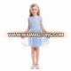 Latest Design Blue Lace Double Layer Plain Chiffon Dress