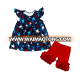 Fashion Summer Girl Pearl Set Lovely Navy Stars Print Kids Clothes Girls July 4th red Short Children Clothing Set